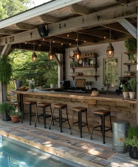 10 Stunning Poolside Bar Ideas for Your Dream Home - DGV Architecture Backyard Party Bar Ideas, Outdoor Bar Pergola, Outdoor Bar Patio Ideas, Outdoor Patio With Bar, Pergola With Bar Ideas, Poolside Patio Ideas, Bar By Pool, Pool House Bar Ideas, Pool Bar Ideas Backyard