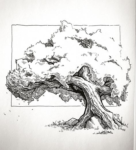 Ink Drawing Techniques, Majestic Tree, Fineliner Art, Tree Tattoos, Pen Art Work, Nature Art Drawings, Nature Sketch, Pen Art Drawings, Seni Dan Kraf