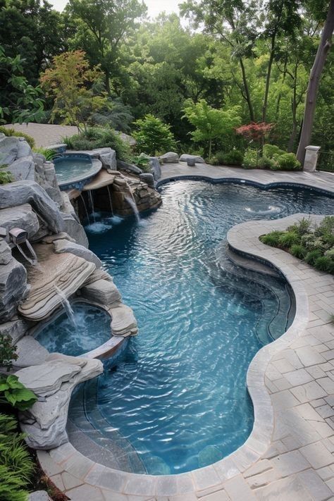 Lazy River Pool Backyard, Enclosed Pool, Insane Pools, Underground Pool, Pool Aesthetic, Landscaping Layout, Dream Backyard Pool, Lagoon Pool, Dream Life House