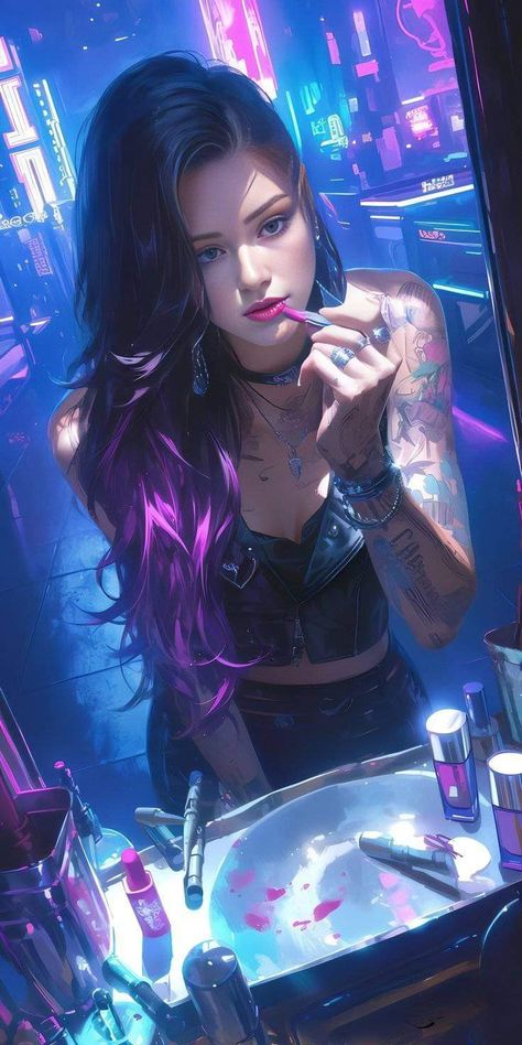 Cyberpunk Netrunner Character Female, Cyberpunk Woman Character Inspiration, Cyberpunk Woman Character Art, Cyberpunk Girl Character Design, Sci Fi Female Character, Cyberpunk Woman Art, Cyberpunk Female Character Art, Cyberpunk Character Art Female, Cyberpunk Girl Art