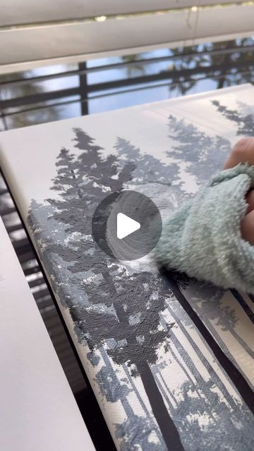 How To Paint Foggy Trees, Forest Fog Painting, Abstract Tree Art Painting, Fog Painting Acrylic, Fog Forest Painting, Black And White Forest Painting, How To Paint Fog With Acrylics, How To Paint Foggy Forest, How To Paint Fog