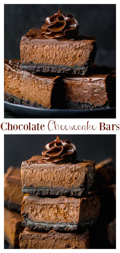 Baked Chocolate Cheesecake Recipe, Choc Desserts Easy, Ready Made Cheesecake Filling Recipes, Cheesecake Bars Chocolate, Bakers Chocolate Recipes, Chocolate Truffle Cheesecake, Chocolate Bar Cheesecake Ideas, Cheesecake Toppings Chocolate, Healthy Chocolate Cheesecake Recipes