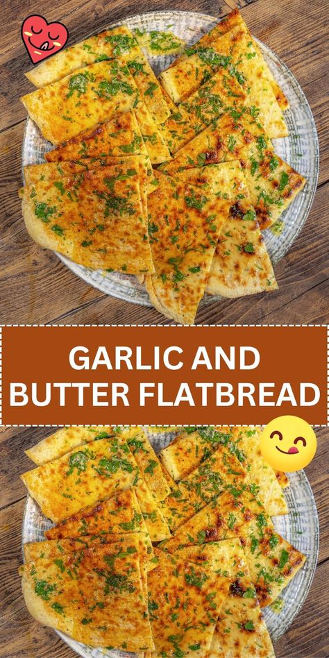 Experience the irresistible aroma of Garlic and Butter Flatbread. This easy-to-make recipe results in a buttery, garlic-infused bread that's golden, crispy, and utterly delectable. Crispy Flat Bread Recipe, Garlic Butter Flatbread Recipe, Garlic Flatbreads In 10 Minutes, Garlic Flat Bread Recipe, Garlic Nan Recipes, Easy Garlic Flat Bread Recipe, Garlic Butter Flatbread, Garlic And Butter Flatbread Recipe, Garlic And Butter Flatbread