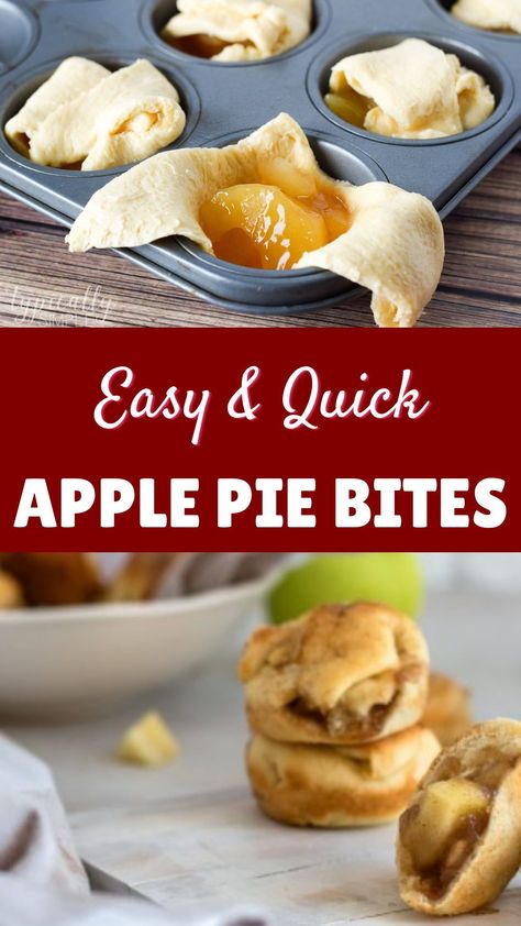 Crescent Roll Apple Pie, Apple Pie Bites Recipe, Quick Apple Pie, Apple Dessert Recipes Easy, Cinnamon Apple Pie, Apple Desserts Easy, Apple Pie Bites, Apple Bite, Apple Recipes Easy