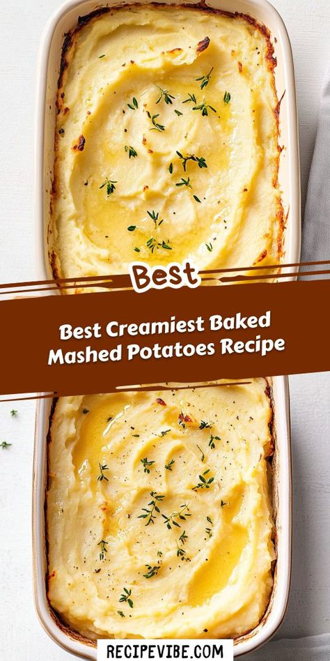 Want to make the most indulgent baked mashed potatoes ever? This creamy recipe is sure to be a family favorite, bringing warmth and joy to your dining table. Save this for later to ensure you have the best mashed potatoes recipe at your fingertips for any occasion! Best Mash Potato Recipes, Mashed Potato Bake Recipe, Baked Mashed Potatoes Recipe, Mash Potato Dishes, Best Mashed Potatoes Ever, Twice Baked Mashed Potatoes, Mashed Potatoes Recipe Easy, Buttermilk Mashed Potatoes, Creamy Mashed Potatoes Recipe