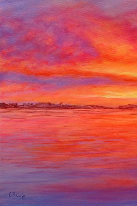 Bright Sunset Painting, Water Sunset Painting, Pink And Orange Sunset Painting, Sunset Abstract Art, Red Acrylic Painting Ideas, Pink Sunset Painting Acrylic, Sunset Background Painting, Pink And Red Painting, Pink Sunrise Painting