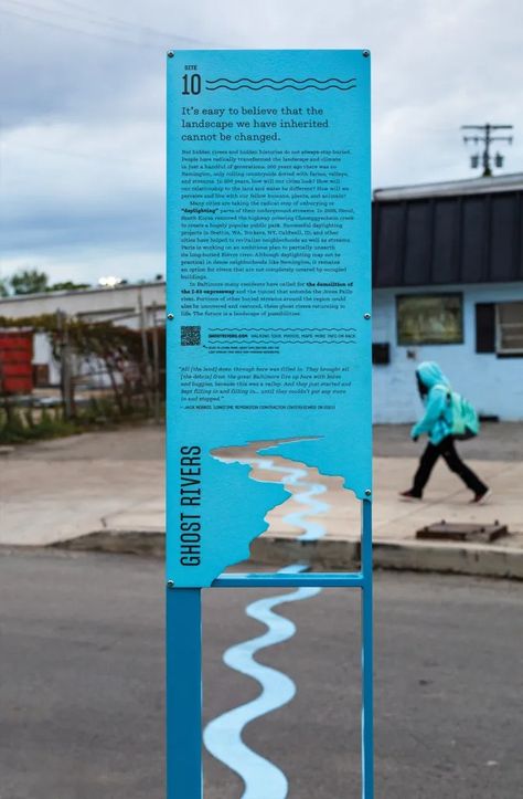 A River Remembered - Landscape Architecture Magazine Landscape Architecture Magazine, Interpretive Signage, Park Signage, Wayfinding Signage Design, Wayfinding Signs, Wayfinding Design, Public Artwork, Exterior Signage, Environmental Graphic Design