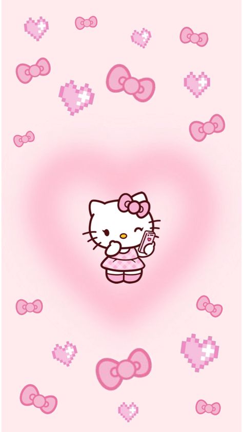 Y2k Hello Kitty Backgrounds, Iphone Hello Kitty Wallpaper, Hello Kitty Cute Pfp, Coquette Wallpaper Hello Kitty, Hello Kitty Pink Wallpaper, Wallpaper Hello Kitty Aesthetic, Pink Hello Kitty Wallpapers, Pretty Pink Wallpapers, Kitty Wallpaper Iphone