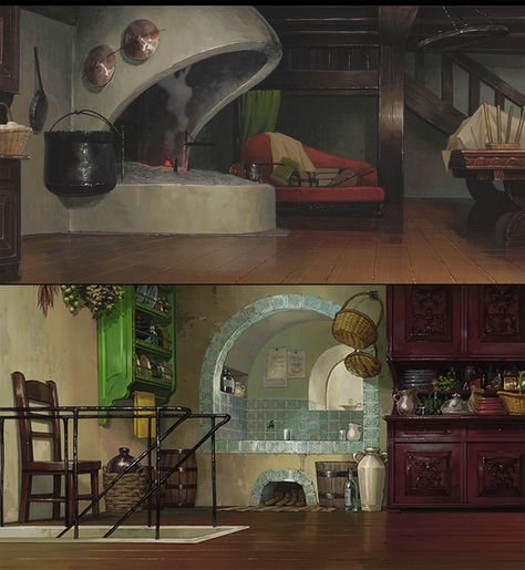 Howl's Moving Castle Aesthetic, Anime Architecture, Castle Kitchens, 하울의 움직이는 성, Castle Rooms, Castle Home, Castle Decor, Bg Design, Castle Aesthetic