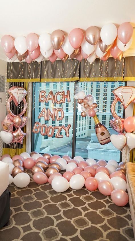 Good Bachelorette Party Ideas, Bachelorette Hotel Room Decorations Vegas, Bachelorette Party Ideas Hotel Room, Bachlorette Party Matching Shirts, Bacholer Party Themes, Bachelorette Hotel Decor, Dollar Tree Bachelorette Party, Bachelorette Party Backdrop Ideas, Bach Party Food