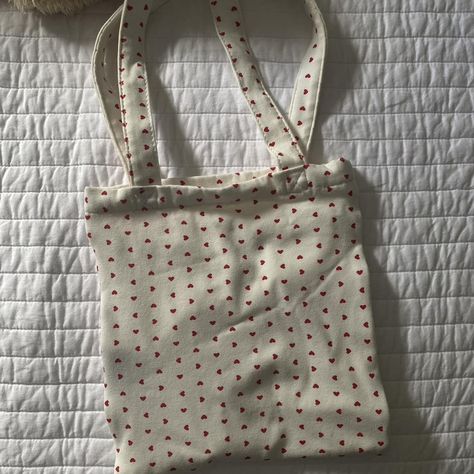 brandy melville mini heart tote bag slightly bigger... - Depop Mini Heart, Brandy Melville, Brandy, Tote Bag, Gifts