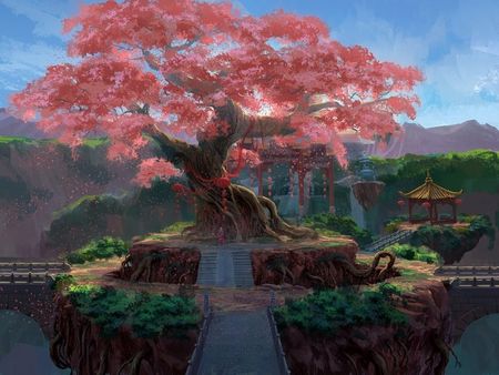 Peach Tree Big Peach, Fantasy Tree, Peach Tree, Fantasy Love, Digital Art Gallery, Big Big, Peach Trees, Ancient Tree, Pink Trees