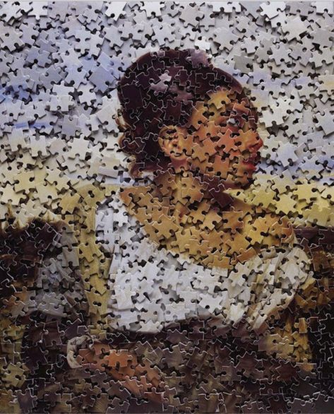 Puzzle Piece Art, Vik Muniz, Jigsaw Puzzles Art, Eugène Delacroix, Orphan Girl, Sculptures For Sale, Junk Art, Puzzle Art, Abstract Photography