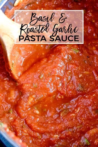 Try my easy basil roasted garlic tomato sauce today. This pasta sauce is thick and full of garlic and fresh basil. Serve it with your favorite pasta! Roasted Garlic Tomato Sauce Canning, Best Tomato Basil Pasta Sauce, Pasta With Stewed Tomatoes, Tomato Basil Pasta Sauce Recipe, Roasted Tomato Basil Sauce, Homemade Garlic Pasta Sauce, Roasted Garlic Marinara Sauce, Homemade Pasta And Sauce Recipe, Fresh Pasta Sauce Homemade