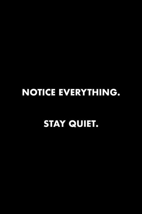 Notice Everything, Quiet Quotes, Stay Quiet, Now Quotes, Life Quotes Love, Intp, Lesson Quotes, Life Lesson Quotes, Daily Inspiration Quotes