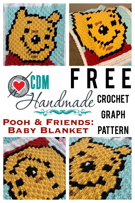 Pooh Bear and Friends Baby Blanket - Winnie the Pooh – CDM Handmade Winnie The Pooh Crochet Blanket Patterns Free, Winnie The Pooh C2c Crochet Blanket, Crochet Pooh Bear Blanket, Winnie The Pooh Crochet Patterns Free Blanket, Winnie The Pooh Crochet Blanket Baby Free Pattern, Winnie The Pooh Crochet Patterns Free, Pooh Baby Blanket, Winnie The Pooh Crochet, Knitting Graphs