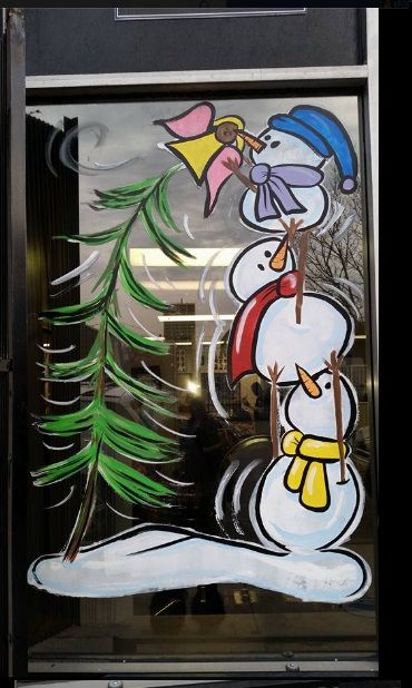 Paint On Me - Window Painting Painted Window Art, Window Paintings, Painting On Glass Windows, Christmas Window Painting, Window Mural, Window Drawing, Christmas Window Display, Winter Window, Christmas Window Decorations