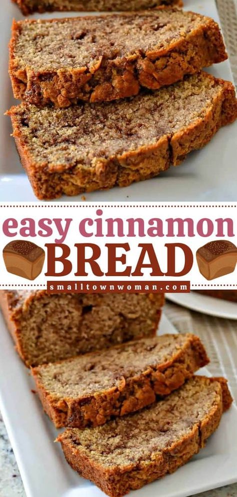 Easy Cinnamon Bread, Cinnamon Bread Easy, Cinnamon Recipe, Muffins Blueberry, Bread Cinnamon, Cinnamon Bread Recipe, Small Town Woman, Cinnamon Swirl Bread, Bread Breakfast