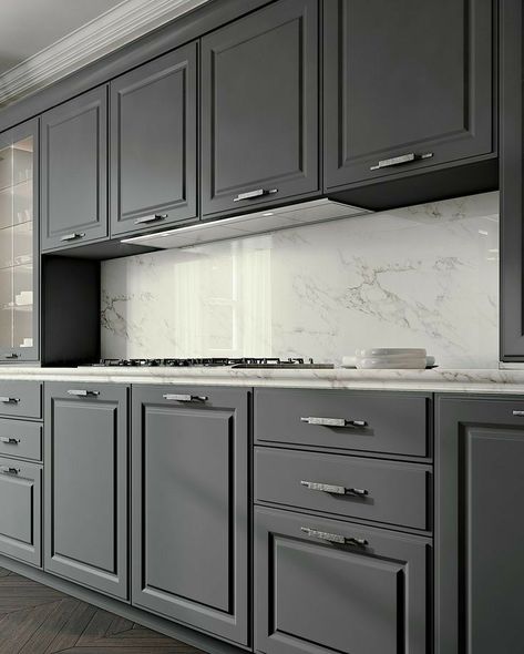 Carrara Marble Kitchen, Marble Kitchen Island, Kitchen Set Cabinet, Серая Кухня, Modular Kitchen Cabinets, Kabinet Dapur, Wood Kitchen Cabinets, Modern Kitchen Cabinets, Kitchen Marble