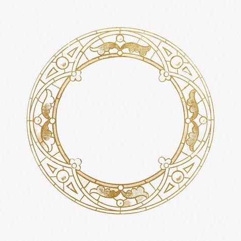 Stained Glass Round Pattern, Art Nouveau Circle Frame, Circular Frame Design, Art Nouveau Circle, Circle Frame Design, Round Frame Design, Art Nouveau Frame, Stained Glass Frames, Motifs Art Nouveau