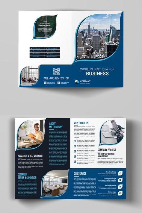 Creative Bi-Fold Brochure Design Templates|Order Now Brochure Design Templates, Brochure Design Layouts, Brochure Cover Design, Brochure Design Creative, Brochure Design Layout, Trifold Brochure Design, Corporate Brochure Design, Desain Buklet, Graphic Design Brochure