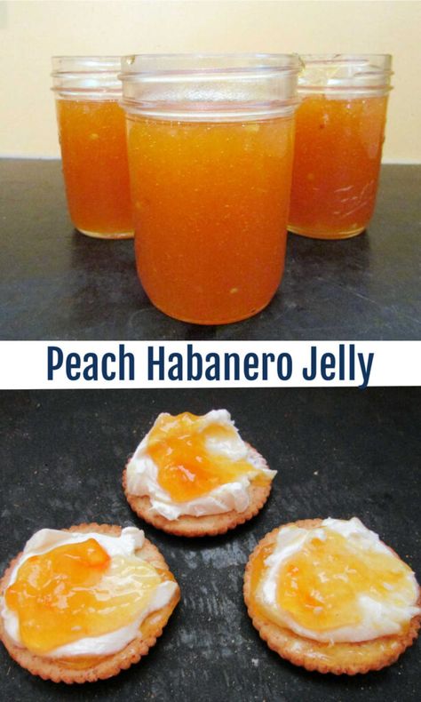 Peach Habanero Jam Recipes, Habanero Peach Jelly, Peach Habanero Jam Canning, Recipes For Habanero Peppers, Peach Haberno Jelly, Canned Habanero Peppers, Habanero Peach Jam, Peach Hot Pepper Jelly, Peach Hot Pepper Jelly Recipe