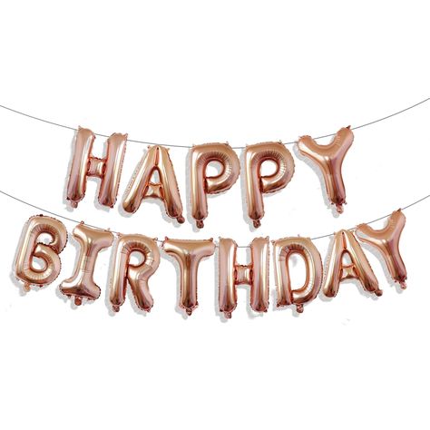 PRICES MAY VARY. 🎂 Happy Birthday Balloon Banner 🎂 - You will get 13pcs 16 inch "HAPPY BIRTHDAY" rose gold letters foil balloons(uninflated), 1pc ribbon and 1pc straw to help you set and hang the Happy Birthday balloon bunting up. 🎉 Premium Material 🎉 - This shiny happy birthday balloon letters banner set are made of high quality aluminum mylar foil, all the balloons are safe to children, durable, non-toxic, strong can be reused. Just fill 90% of the balloon that could allow the balloon to e Women Birthday Party Decorations, Balloon Bunting, Women Birthday Party, Balloon Letters, Happy Birthday Balloon Banner, Happy Birthday Rose, Woman Birthday Party, Balloon Banner, Happy Birthday Balloons