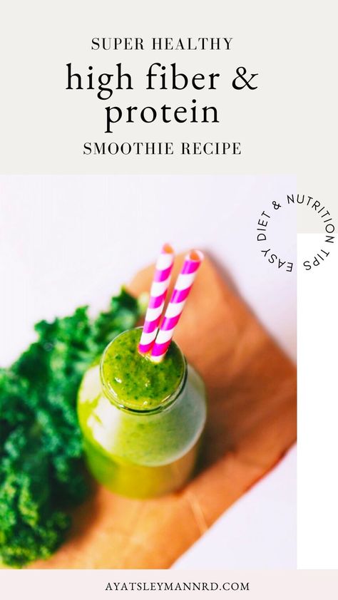 This is the easiest smoothie with 30 grams of protein and 23 grams of fiber! They are an excellent way to sneak in some greens and a squeeze of lemon juice will help with digestion. Adding healthy fats from chia seeds and avocado will keep you full, your hormones balanced, and your skin glowing. This smoothie can be considered a meal in a glass as it contains healthy fats, protein, fiber, and carbohydrates all in one. This smoothie is a meal on the go for those busy moms skipping meals. Protein Rich Smoothies, High Fiber Smoothies, Fiber Smoothie, High Protein High Fiber, Help With Digestion, 30 Grams Of Protein, High Protein Smoothies, Protein Smoothie Recipes, How To Make Smoothies