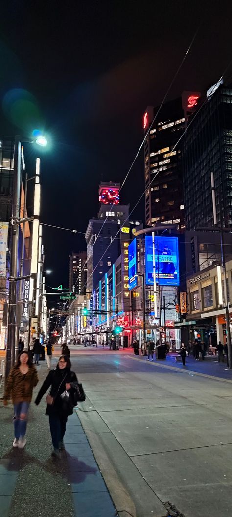 Granville Street Vancouver, Vancouver Canada Night, Vancouver Nightlife, Vancouver Night, Canada Toronto City, Vancouver Photos, Vancouver Skyline, Scooby Gang, City View Night