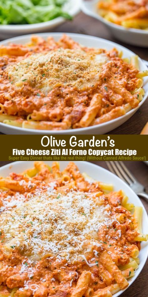 Olive Garden Five Cheese Ziti, Five Cheese Ziti Al Forno, Cheese Ziti, Ziti Al Forno, Five Cheese Ziti, Resep Pasta, Garden Dinner, Pastas Recipes, Super Easy Dinner