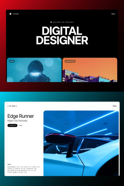 Step into the future with Future Folio, a Cyberpunk-themed Portfolio Template built exclusively for Framer. Its sleek and minimal design is perfect for Artists, Designers, and Photographers looking to showcase their work in style and make a lasting impression. #ad Game Developer Portfolio, Contact Page Portfolio, One Page Portfolio Website, Ux Design Portfolio Website, Video Portfolio Website, Ux Designer Portfolio Website, Visual Design Portfolio, Hero Page Web Design, Portfolio Ui Ux Design