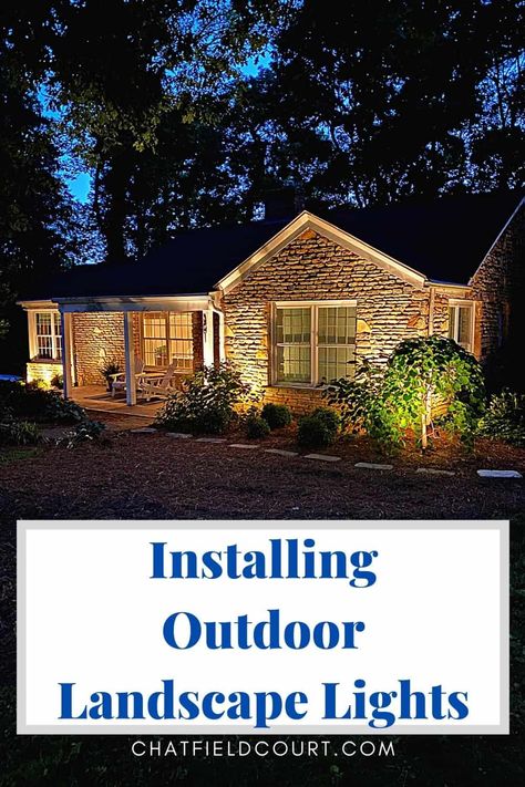 Installing Outdoor Lights, How To Install Landscape Lighting, How To Landscape Lighting, Landscape Lighting Ideas Front Yards, Front Yard Lighting, Exterior House Lights, Sidewalk Lighting, House Lighting Outdoor, Add Curb Appeal