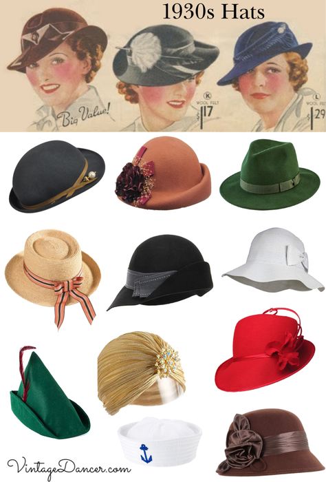 1930 Woman Fashion, Vintage Ladies Hats, Hats Ideas, 39 Steps, 1930 Womens Fashion, Vintage Hats For Women 1950s Classy, 20s Hats For Women, Hat For Women, 1930 Outfits Women