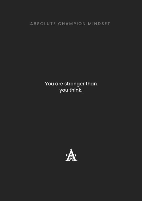 You are stronger than you think. Follow us for more daily quotes @absolutechampionmindset #motivationalquote #dailyquotes #motivation #inspiration #success #quote #quotes #motivationalquotes #dailymotivation #lifemotivation You Are Stronger, Success Quote, Stronger Than You Think, You Are Strong, Stronger Than You, Life Motivation, Daily Motivation, Daily Quotes, Motivation Inspiration