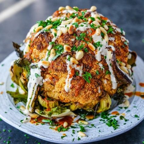 Whole-Roasted Spiced Cauliflower | PrimalGourmet Primal Gourmet, Roasted Cauliflower Head, Roasted Cauliflower Recipes, Spiced Cauliflower, Steamed Cauliflower, Whole Roasted Cauliflower, Head Of Cauliflower, Baked Cauliflower, Whole30 Recipes