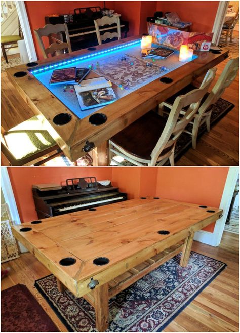 Table Top Game Table, Bar Game Table, D&d Table Gaming Diy, Table Top Game Room Ideas, Dnd Tables Diy, Art Table Diy, Puzzle Game Table, Tabletop Game Table, Diy Game Table How To Build