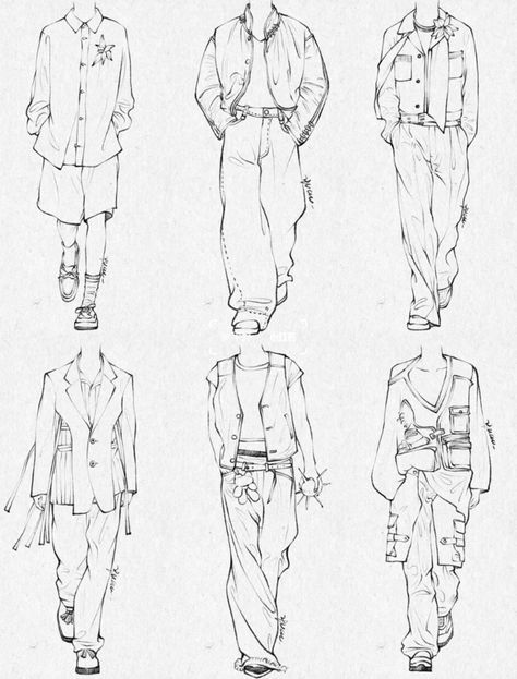 Man Clothing Drawing, Sketch Ideas Outfits, Men Outfit Design Drawing, Drawing Poses With Clothes, Men Outfit Sketch, Male Outfit Sketch, Mens Wear Sketch, Outfit Drawings Sketches, Clothes Design Drawings Men