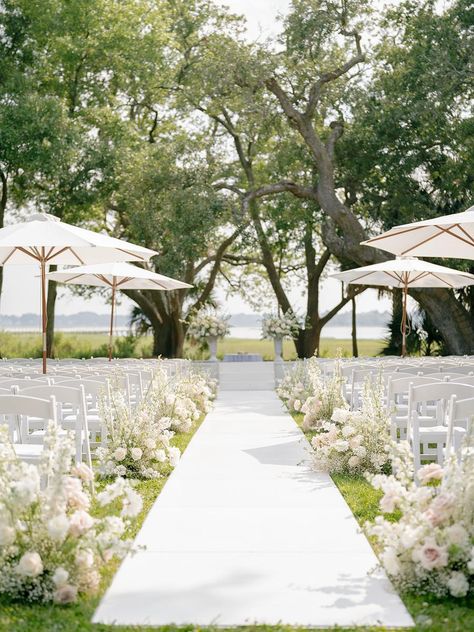 A Modern Romantic Fairytale Wedding At Lowndes Grove Wedding Aisle Decorations Outdoor, Romantic Fairytale Wedding, Ceremony Decorations Outdoor, Wedding Ceremony Setup, Wedding Aisle Outdoor, Lowndes Grove Wedding, White Wedding Ceremony, Wedding Isles, Aisle Flowers