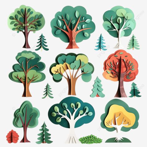 collection of trees flat forest tree nature plant paper art wallpaper decoration autumn png Forest Paper Art, Snake Paper Craft, Paper Trees Diy, Paper Tree On Wall, Paper Cut Out Design, Paper Craft Tree, Paper Art Wallpaper, Tree Wall Paper, Tree Paper Craft