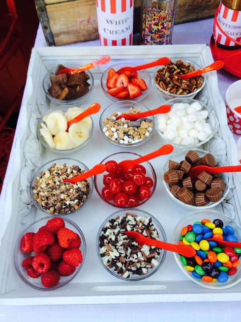 Kasen is not a huge fan of cake so this year we are going to do an ice cream bar at his bday party! I love spring birthdays. Ice Cream Bar Ideas, Diy Ice Cream Bar, Ice Cream Sundae Bar, Sundae Bar, Ice Cream Bar, Ice Cream Birthday Party, Diy Ice Cream, Ice Cream Social, Ice Cream Birthday