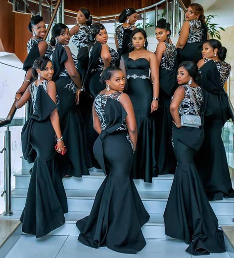 African Bridesmaids, Latest Bridesmaid Dresses, African Bridesmaid Dresses, Bride Suit, Mermaid Bridesmaid, Black Bridesmaids, Women In Black, Gaun Fashion, African Wedding Dress