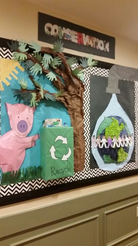 Bulletin Board on Conservation Conservation Bulletin Board Ideas, Primrose Bulletin Boards, Primrose School Bulletin Boards, Conservation Bulletin Board, Teacher Appreciation Week Door, Primrose School, Prek Learning, Early Preschool, Bulletin Board Tree