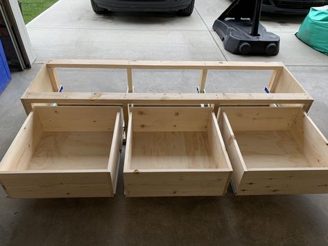 Diy Bench With Drawer Storage, Drawer Bench Seat, Entryway Bench With Window, Built In Storage Bench Entryway, Diy Storage Bench With Drawers, Build A Bench With Storage, Diy Bench Seat With Drawers, Diy Mudroom Bench With Drawers, Diy Storage Bench For Bedroom