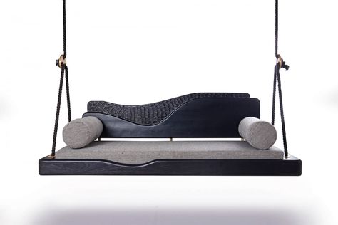 Swing In Living Room, Rattan Rocking Chair, Swing Bed, Hanging Chairs, Chairs Design, Unique Furniture Design, Indoor Swing, Swing Design, Bed Swing