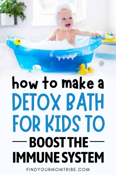 A detox bath for kids is a great way to relieve muscle soreness as well as cold and flu symptoms. Find out how to make a DIY one here. Sick Remedies For Kids, Detox Bath For Kids, Old Remedies, Sick Baby Remedies, Detox For Kids, Sick Toddler, Detox Bath Recipe, Detox Baths, Baby Remedies