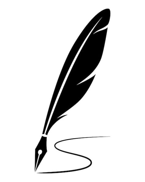 Writing Drawing Art, Writings Design, Quill Pen Drawing, Feather Pen Drawing, Quil Pen, Feather Design Logo, Feather Pen Logo, Writing Logo Design, Quill Pen Tattoo