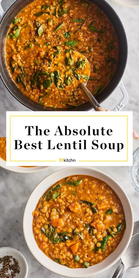 Best Lentil Soup, Best Lentil Soup Recipe, Lentil Soup Recipe, Lentil Soup Recipes, Vegan Soups, India Food, Lentil Recipes, Idee Pasto Sano, Lentil Soup