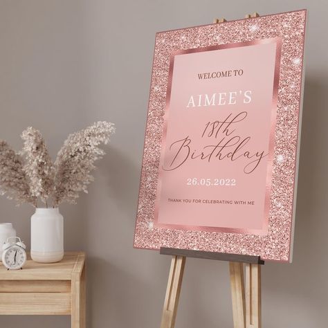 Rose Gold Party Theme, Rose Gold Birthday Party, 18th Party Ideas, Pink Birthday Decorations, Gold Birthday Party Decorations, 18th Birthday Party Themes, Rose Gold Birthday, Sweet Sixteen Birthday Party Ideas, Rose Gold Party Decor