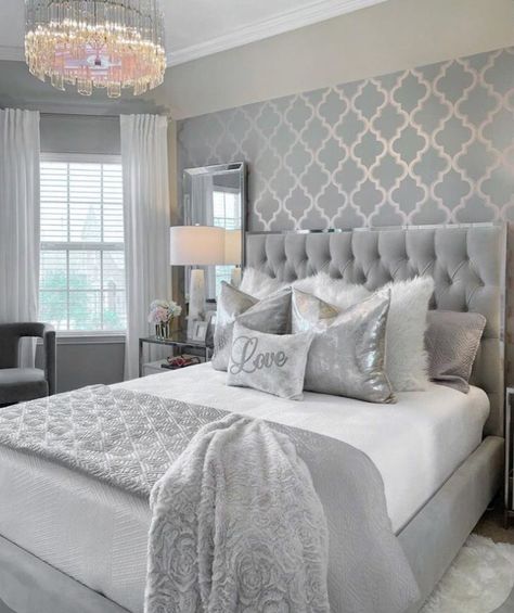 Glam Bedroom Decor, Beautiful Bedroom Decor, Classy Bedroom, Bedroom Decor Design, Master Bedrooms Decor, Decor Minimalist, Room Ideas Bedroom, Beautiful Bedrooms, Bed Decor