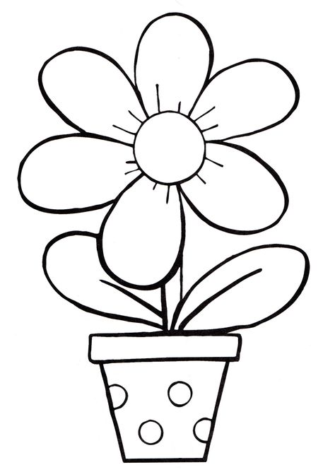 Cute Flower Drawing, Flower Line Art, Free Kids Coloring Pages, Kindergarten Coloring Pages, Spring Coloring Pages, Bird Embroidery, Easy Coloring Pages, Flower Coloring Pages, Art Drawings For Kids